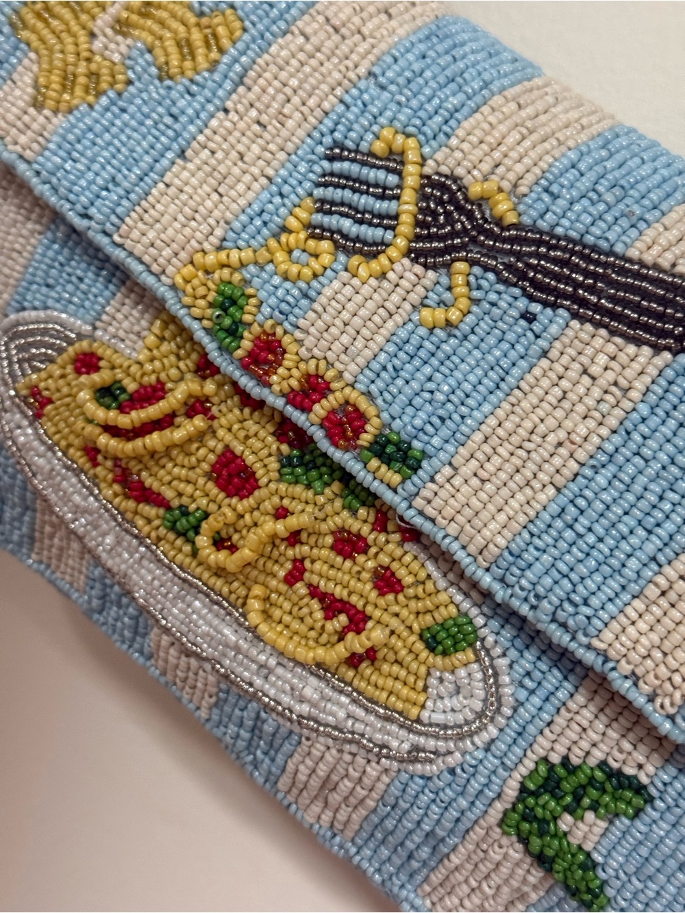 Blue Striped Beaded Pasta Shoulder Bag - Picture 4 of 5